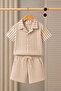Boy's Shirt and Shorts Set, Brown Striped 🖤 👔