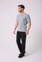 Men's Henley Collar Short Sleeve Casual Basic Gray T-Shirt Made of 100% Cotton Textured Fabric - 5