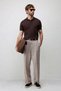 Brown Comfort Slim Polo Collar Men's Knitwear T-Shirt - 3