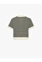 Slim Fit Buttoned Polo Collar Short Sleeve Striped Knitwear Cardigan - 4