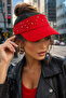 Stoned Red Visor Tennis Women's Hat