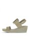 Khaki Leather Women's Wedge Heeled Sandals 01Wa0400 - 3