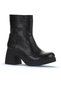 Black Leather Women's Heeled Boots 01Wz7000 - 2