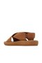 Tan Dark Leather Women's Flat Sandals 01Wy2303 - 4