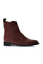 Burgundy Suede Women's Flat Boots 01Wv8603 - 2