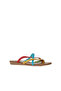 Green Multi Leather Women's Flip Flops 01Wu7458 - 2