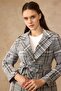 Plaid Patterned Unlined Short Trench Coat Pudra 6848 - 5