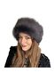 Anatolia Handmade 100% Wool Gray Brown Fur Women's Real Leather Börk Hat - 3