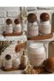 Set of 2 Glass Cotton Containers with Wooden Ball Lids – with Wooden Stand |   Vintage Label (Cotton & Cotton Bud) - 5
