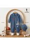 Unisex Kids Baby Jeans (Jeans) Printed Hat Jumpsuit (3/6/9/12/18/24) Month - 6