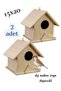 Wooden Bird Nest Bird House Outdoor Water Resistant 2 Pieces 15x15x20 Cm