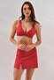 Fra Bikini Set with Pearl Skirt Triple Set Red 231228 - 4
