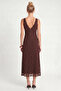 Polka Dot Patterned Summer Tulle Dress Lzv0078 Brown - 7