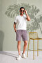 Anthracite Men's Linen Jogger Shorts - Relaxed Fit with Side Pockets and Elastic Waist