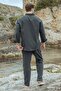 طقم رجالي مكوّن من قطعتين، قميص وبنطلون، باللون الرمادي الدخاني - E7322 - 5