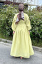 Buttoned Waist Drawstring Dress - Water Green - 6