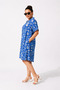 Women's Paris Collar Patterned Large Size Oversize Loose Cut Summer Viscose Dress - 2