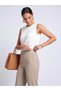 Women's Beige High Waist Skinny Pants Prime Fit |   Minimal Silhouette |   Flexible Form |   4 Seasons - 3