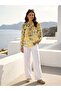 Women's Yellow Floral Print Ruffle Collar Chiffon Blouse – Flair Fit | Cotton Inner Layer |   Light Chiffon