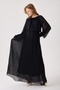 Maternity Black Pleated Chiffon Dress, Elastic Waist, Lined Inside - 4