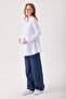 Maternity Shirt, White Poplin Cotton Fabric, Detailed with Side Ties and Folded Sleeves