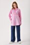 Maternity Shirt, Pink Poplin Cotton Fabric, Detailed with Side Ties and Folded Sleeves - 2