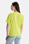 Sanchez Neon Yellow Crew Neck Printed 100% Cotton Standard Fit Women's Tshirt - 4