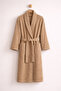 Men's Striped Bathrobe 100% Cotton Certified Şalyaka 1 Piece, Dressing Gown / Beige Bathrobe - 2