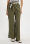 Women's Relax Fit Comfortable Cut 100% Cotton Elastic Waist Scarf Detailed Double Pocket Khaki Trousers - 2