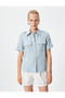 Short Sleeve Shirt Epaulette Detailed Modal Blend - 3