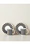 Luxe White Bone Porselen 4 Piece Coffee Cup Set for 2 People 90 ml Black-White-Gold - 2