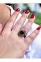 Natural Stone Onyx Natural Stone Antique Sun Model Women's Adjustable Ring Euy73O - 2