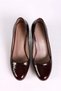Women's Genuine Leather Thick Heeled Shoes Burgundy - 4