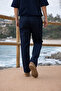 Men's Trend Basic Wide Leg Navy Blue Fabric Trousers - 6