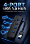 محول كابل USB 3.0 متعدد المنافذ بـ 4 منافذ - محول USB متعدد مع سرعة نقل تصل إلى 5 جيجابت في الثانية - 3