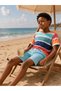 Striped 10-13 Years Old Swim Shorts - Green