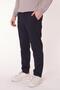 Men's Side Pocket Half Elastic Waist Slim Fit Chino Navy Blue Trousers - 6