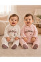 Mommy & Daddy Embroidery Detailed 2-Piece Baby Romper Set - 3