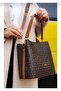 Original Women's Large Size Soft Leather 4-Compartment Shoulder and Crossbody Bag (Size 25X27Cm) - 5