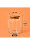 Set of 4 Wooden Vacuum Lid Glass Sugar Coffee Turkish Coffee Instant Coffee Storage Jar Set 800 ml - 4