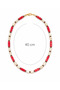 Natural Stone Design Necklace; Red Variscite & Drop Mother-Of-Pearl Stone - 4