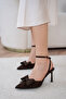Glori Bow Detailed Women's Bitter Brown Heeled Shoes - 4