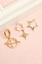 Steel Non-Tarnish Yellow 3-Piece Earring Set - Women's Earrings with Star and Planet Figures - 5