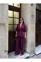 Women's Tencel Tie-Waist Short Zipper Blouse Oversize Pants Set