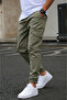 Stretch Fabric Cotton Pants, Pack of Cargo Pocket with Elastic Waist and Cuffs