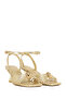 Women's Gold Ankle Buckle Metallic Thick Heeled Sandals 26Sfe452732 - 2