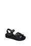 Women's Black Banded Thick Soled Braided Leather Bodrum Sandals 26Sfd331018 - 7