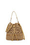 Women's Beige Long Strap Drawstring Straw Handbag 26Sbd2755M7