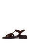 Women's Brown Ankle Buckle Suede Leather Sandals 26Sfd360910 - 3