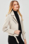 London Women's Beige Biker Leather Jacket 23Wgd5146Ve - 3